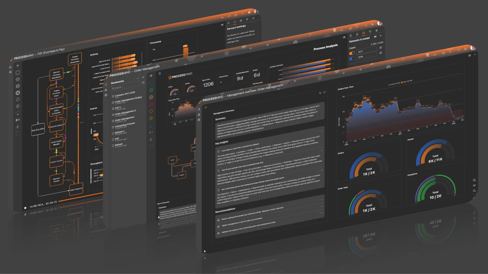 Process monitoring reports tailored for different stakeholder audiences