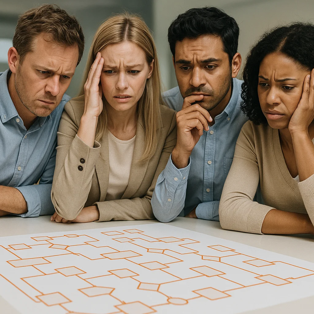 Confused people on the process
