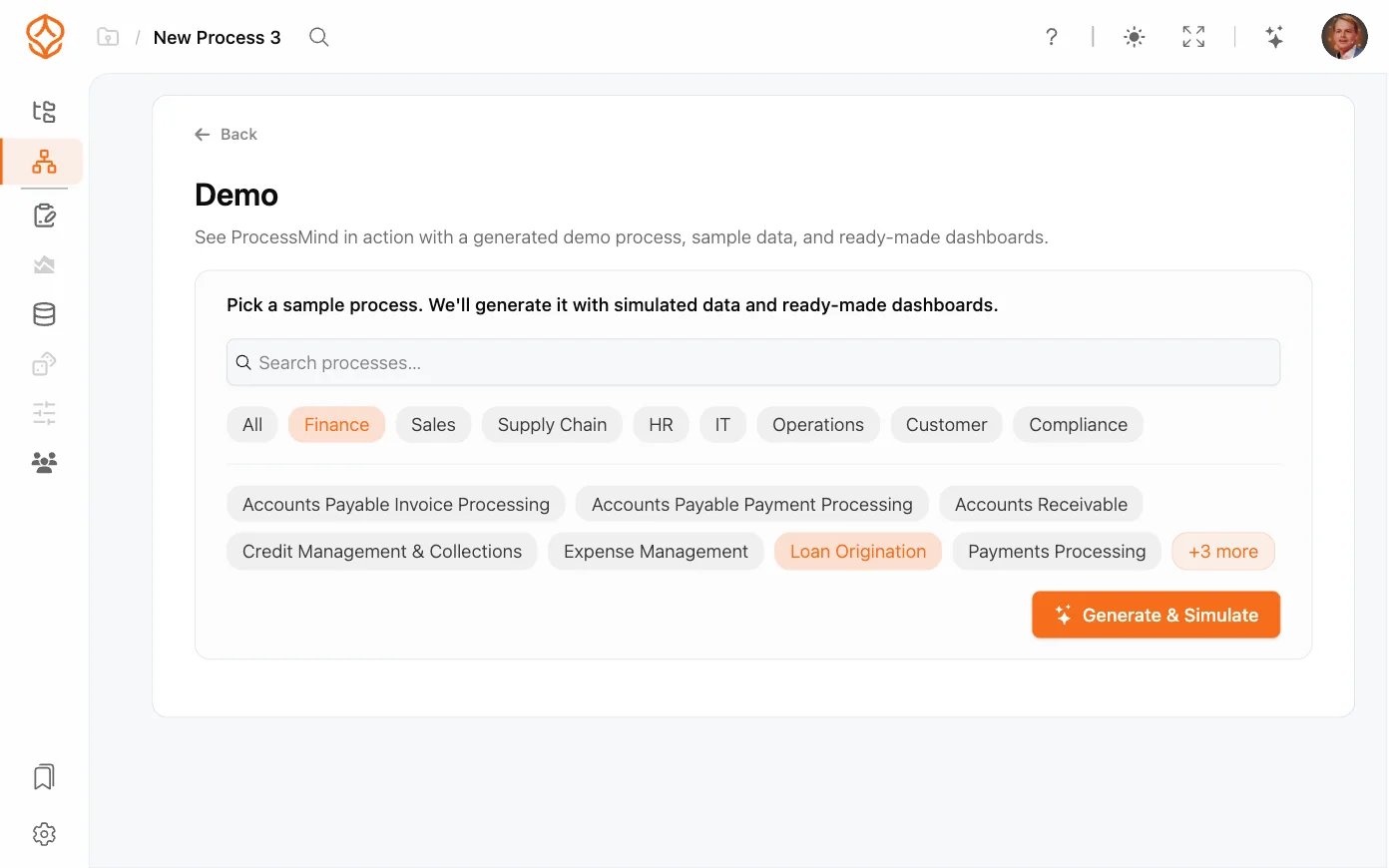 Genereer een proces en simuleer data in ProcessMind