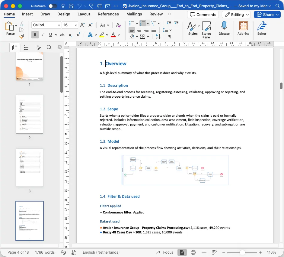 Editable Word documentation export