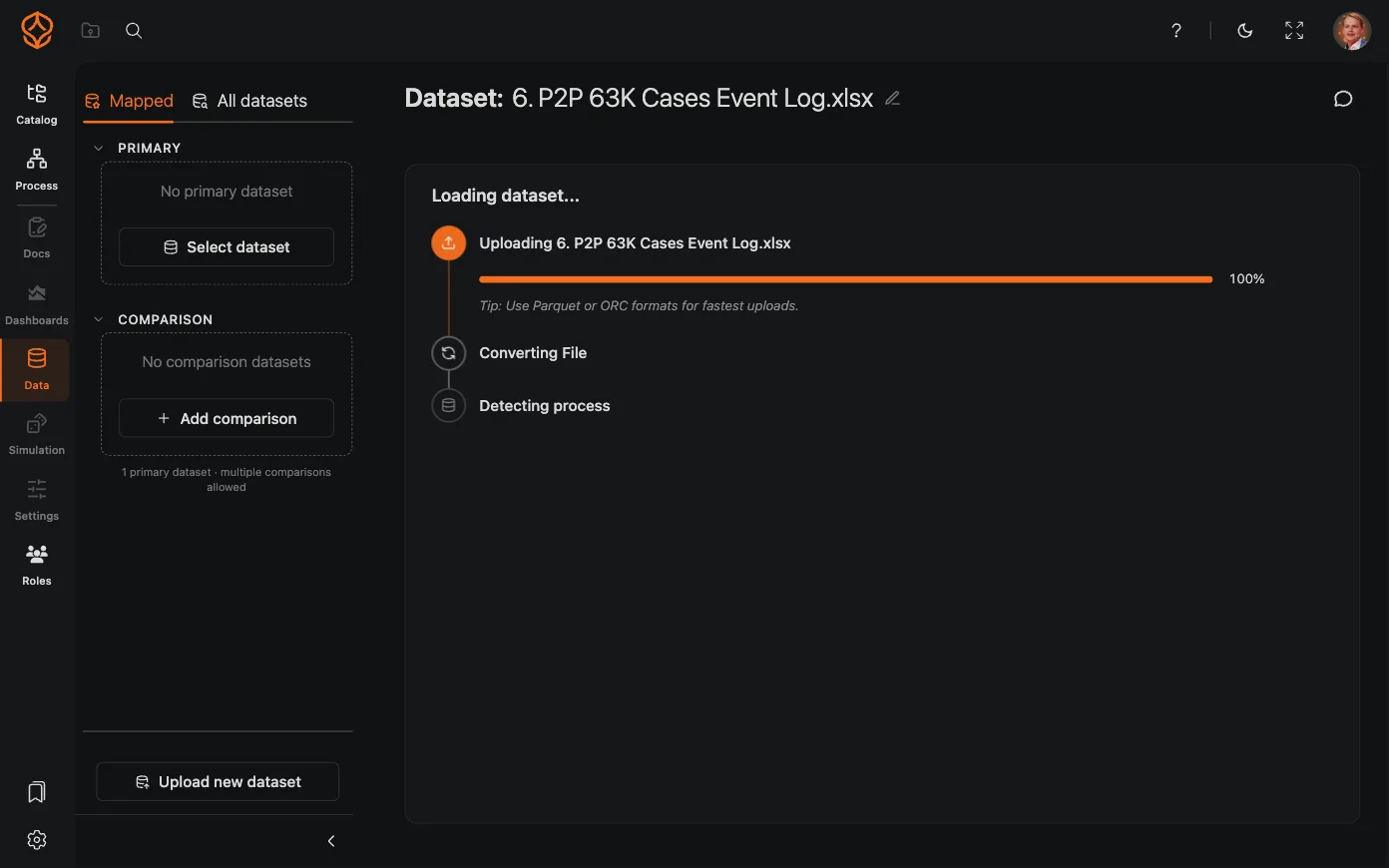 Data upload progress