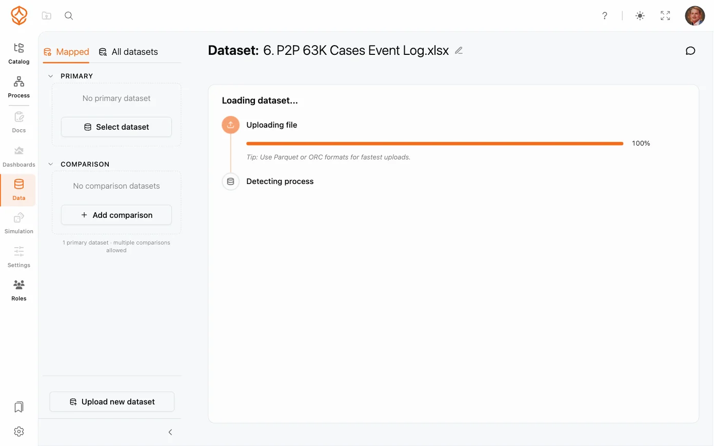 Data upload progress