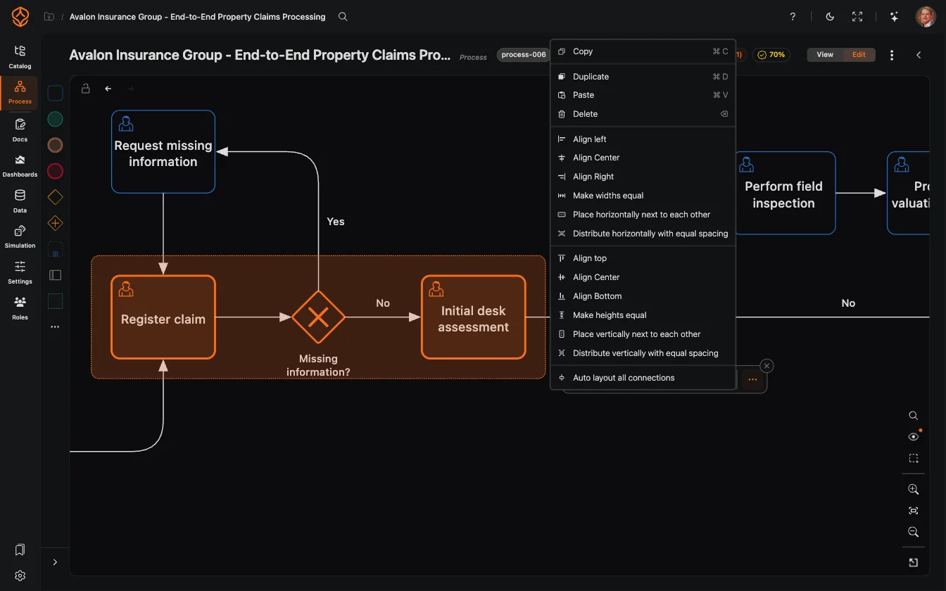 Automatic BPMN layout