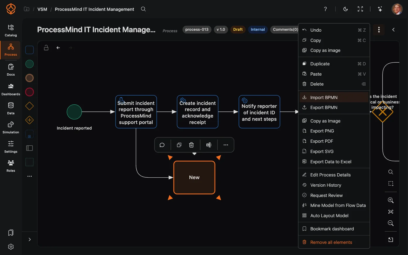 BPMN import/export